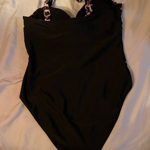 Black and leopard swimsuit